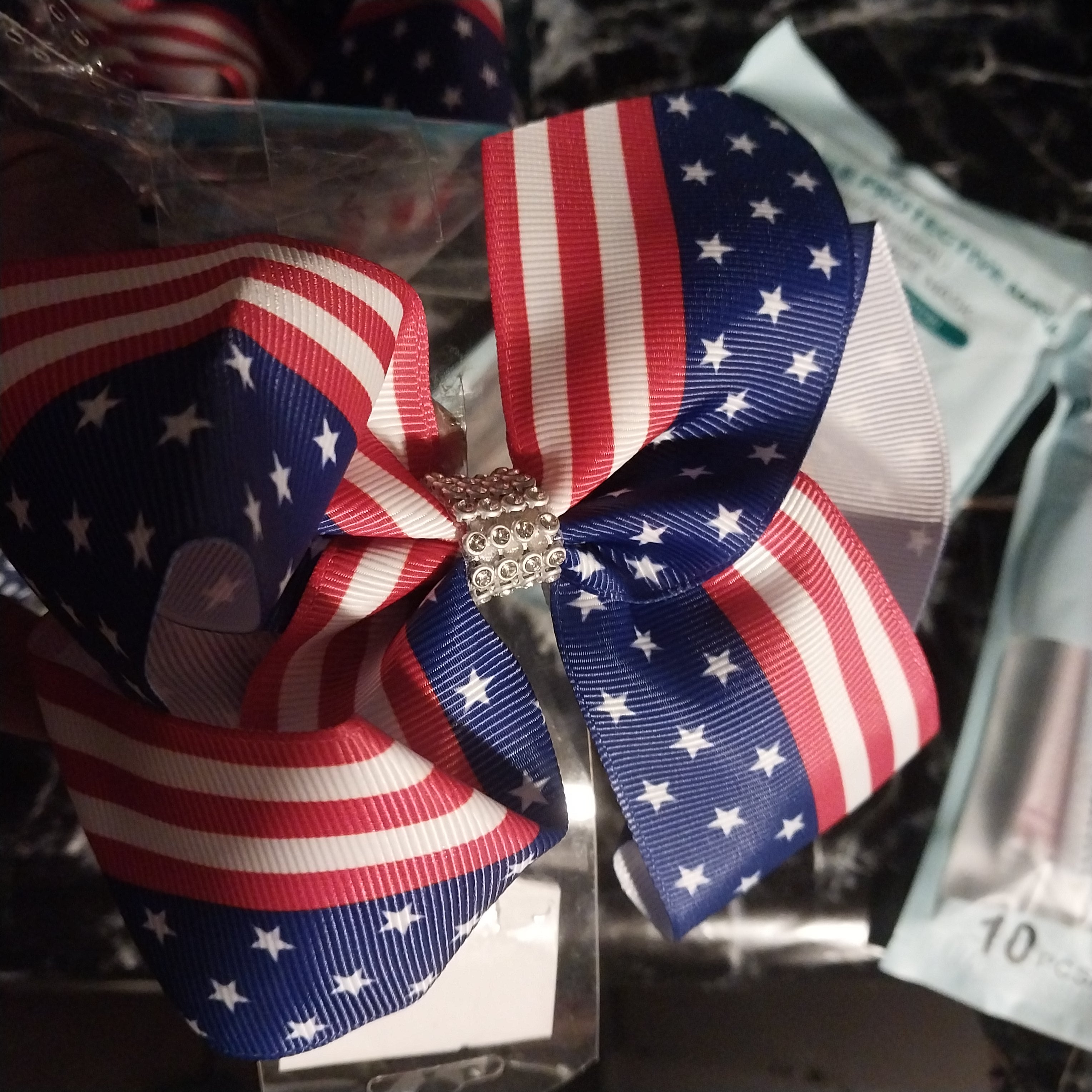 Patriotic American Flag Hair Bow for Girls