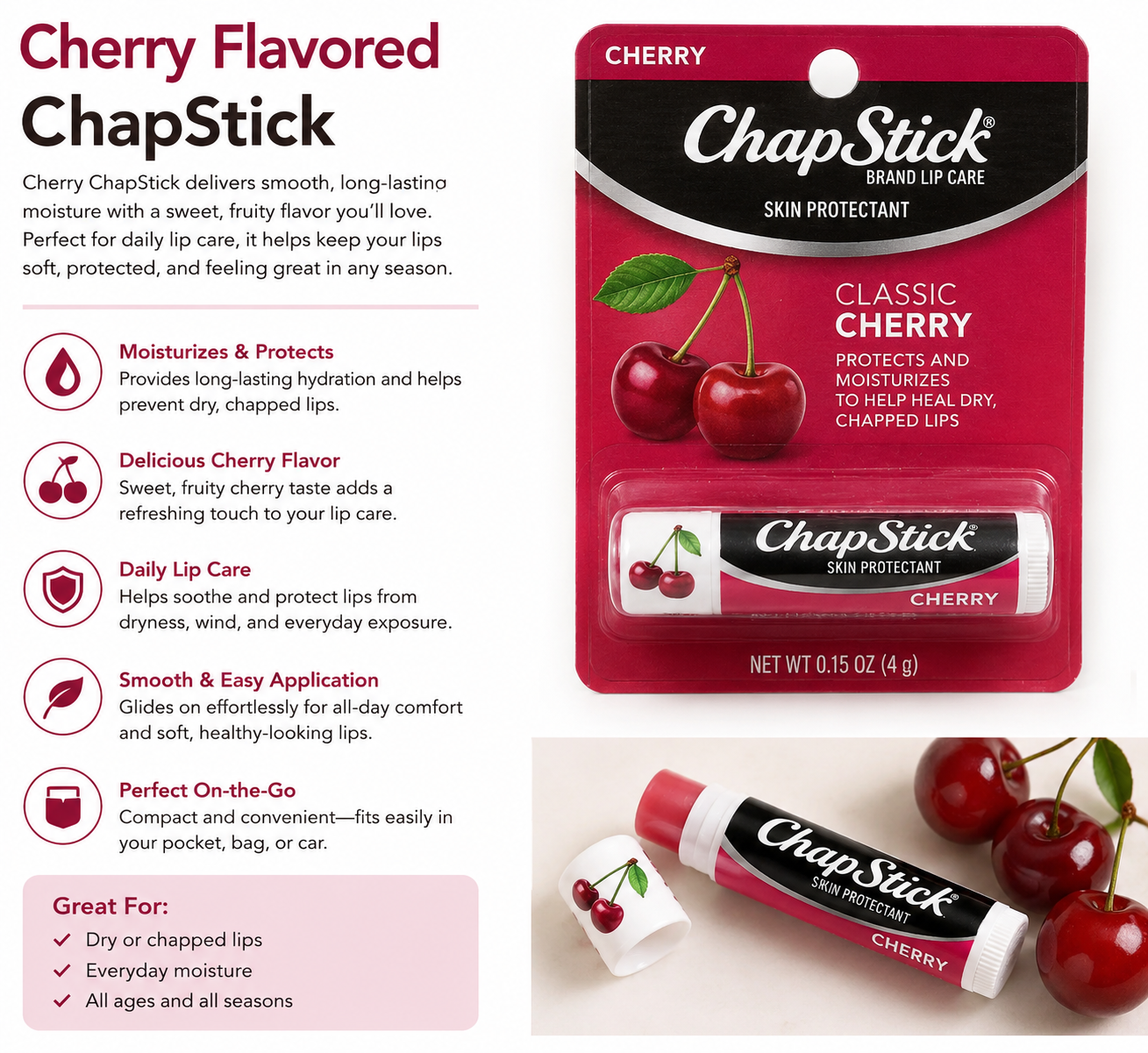 Cherry Flavored Chapstick (Jehu King Store)